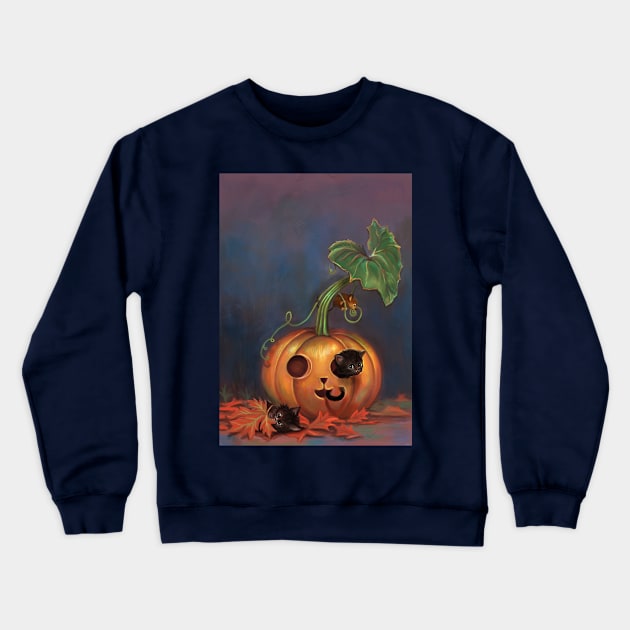 Kittens in pumpkin Crewneck Sweatshirt by Artofokan